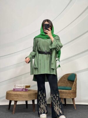 مانتو دخترانه بابوس کمردار کد 1315