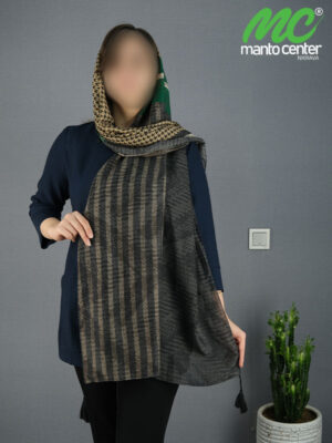 شال زنانه شطرنجی خط دار کد 1928