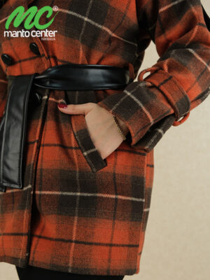 پالتو زنانه چهارخونه کد 1996 (بیژه)