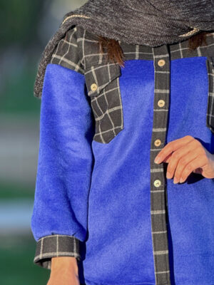 مدل مانتو فوق العاده شیک و جدید برای خانم های شیکپوش 56 پشمی چهار خانه 1033