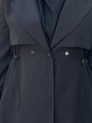 Two-button raincoat with elastic waist3