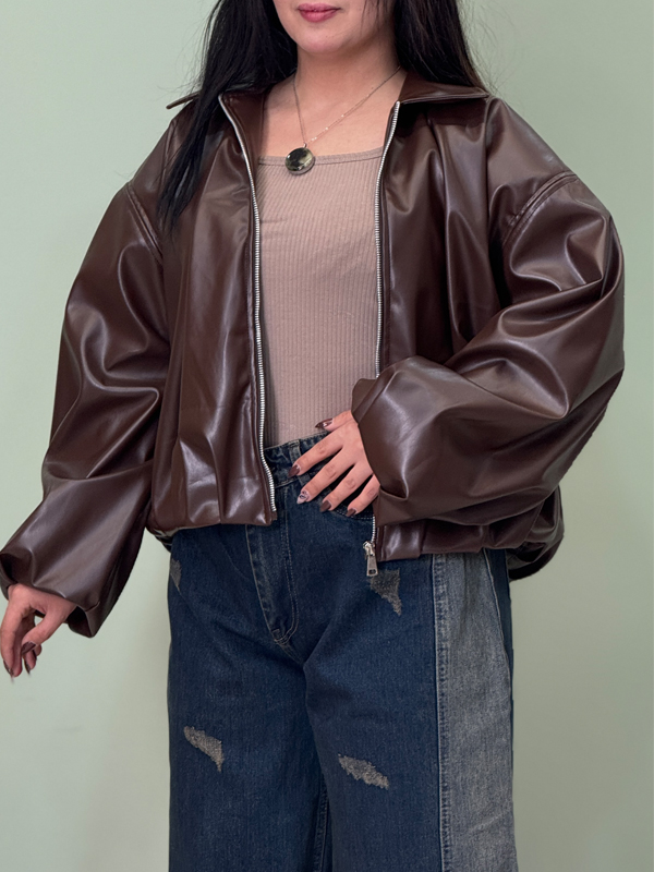 بامبر جکت چرم 1091 3 Leather bomber jacket2