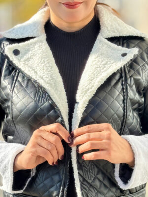 کاپشن چرم زیب دار 10145