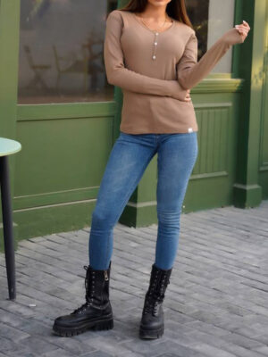 بلوز یقه دکمه نما 4035