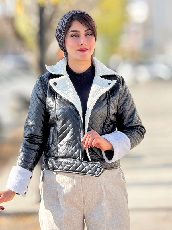کاپشن چرم زیب دار 10145 1 Elegant leather jacket 1
