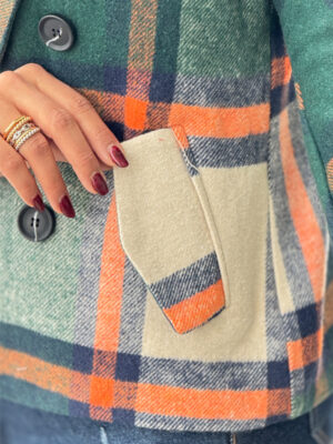 کت چهار خانه استین پاکتی 10216