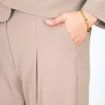 ست کراپ کت و شلوار دخترانه 10307 نسکافه ای