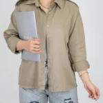 شومیز سیلک مانتویی 10305 نسکافه ای