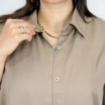 شومیز سیلک مانتویی 10305 نسکافه ای جذاب