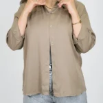 شومیز سیلک مانتویی 10305 نسکافه ای روشن