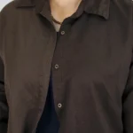 شومیز سیلک مانتویی 10305 قهوه ای شیک