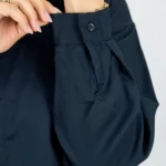 شومیز سیلک مانتویی 10305 سرمه ای شیک