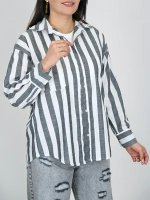 شومیز راه راه لینن 10301 طرح 5