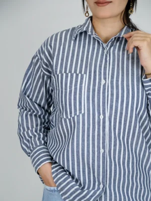 شومیز راه راه لینن مدل 10301