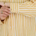 شومیز راه راه لینن 10301 آستین شومیز زرد