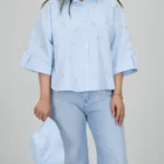 ست شومیز و کلاه الو 10362 آبی