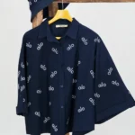 ست شومیز و کلاه الو 10362 نمای جلو سرمه ای