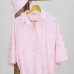 ست شومیز و کلاه الو 10362 نمای جلو صورتی