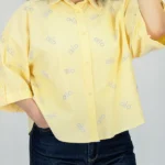 ست شومیز و کلاه الو 10362 نمای جلو زرد