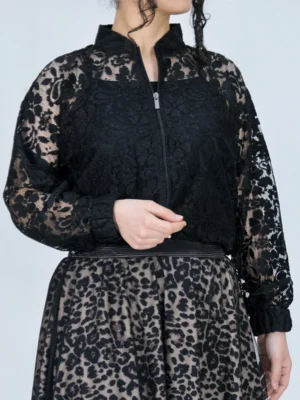 شومیز توری گیپور مشکی مدل 10365