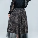 دامن توری بلند مشکی مجلسی مدل 20100 تنخور