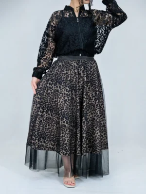 دامن توری بلند مشکی مجلسی مدل 20100