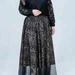 دامن توری بلند مشکی مجلسی مدل 20100 تنخور کامل