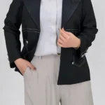 کت مشکی مزونی 10379 نمای نزدیک از تنخور