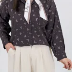 شومیز پاپیون 10354 قهوه ای