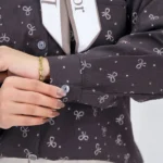 شومیز پاپیون 10354 آستین قهوه ای