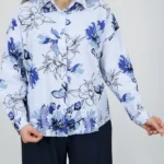 شومیز ایتالیایی گلدار 10341 آبی