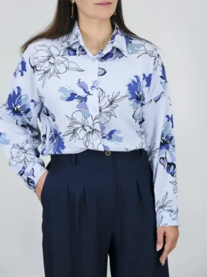 شومیز ایتالیایی گلدار لینن مدل 10341