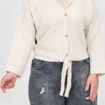 شومیز گره ای نگین دار 10323 استخوانی