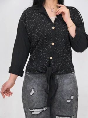 شومیز گره ای نگین دار 10323 مشکی