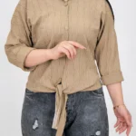 شومیز گره ای نگین دار 10323 نسکافه ای