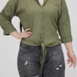 شومیز گره ای نگین دار 10323 سبز