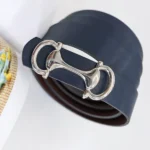 کمربند چرم 6071 سرمه ای