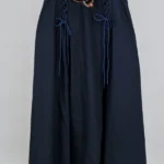 دامن بلند بند دار 20101 نمای جلو سرمه ای