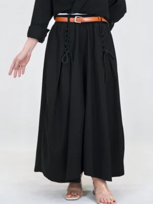 دامن بلند بند دار لینن مدل 20101