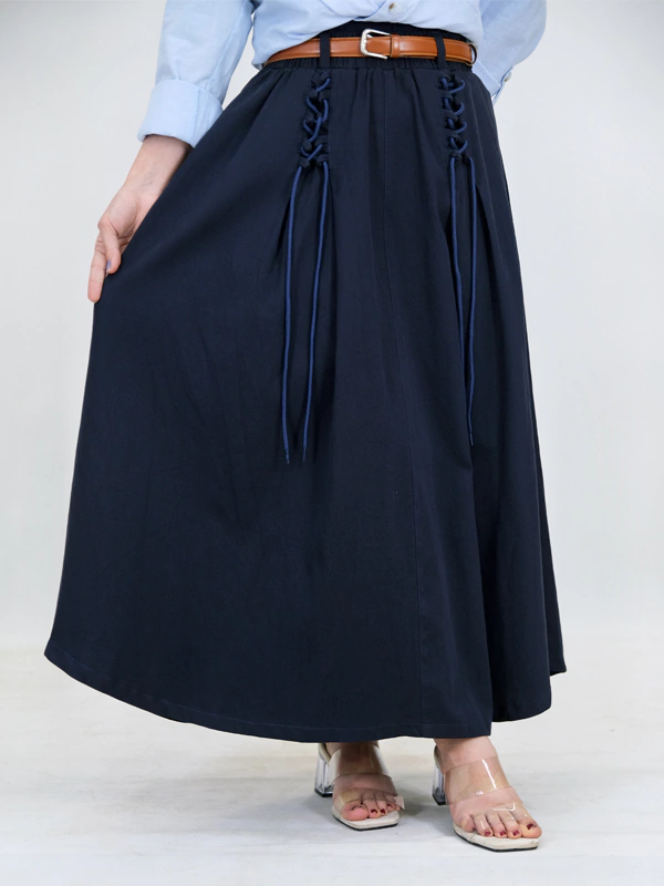 دامن بلند بند دار 20101 سرمه ای