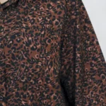 شومیز پلنگی 10374 یقه قهوه ای