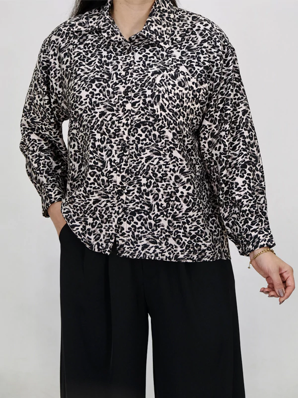 شومیز پلنگی 10374 تنخور کرم