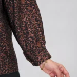 شومیز پلنگی 10374 آستین قهوه ای