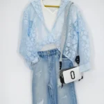 شومیز شیشه ای پری 10351 نمای جلو آبی