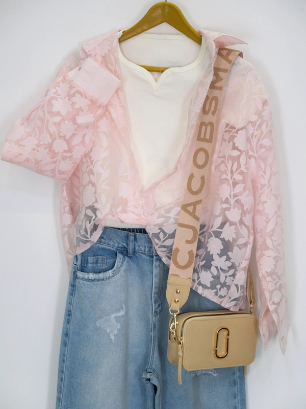 شومیز شیشه ای پری 10351 نمای جلو صورتی