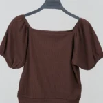 کراپ آستین پفکی 4079 قهوه ای