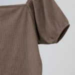 کراپ آستین پفکی 4079 آستین قهوه ای