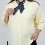 شومیز عروسکی لینن 10356 لیمویی