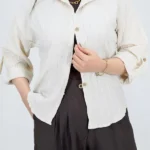 شومیز حریر پفکی 10324 استخوانی