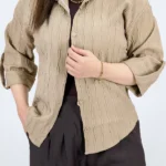 شومیز حریر پفکی 10324 نسکافه ای